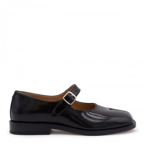 BLACK LEATHER FLATS