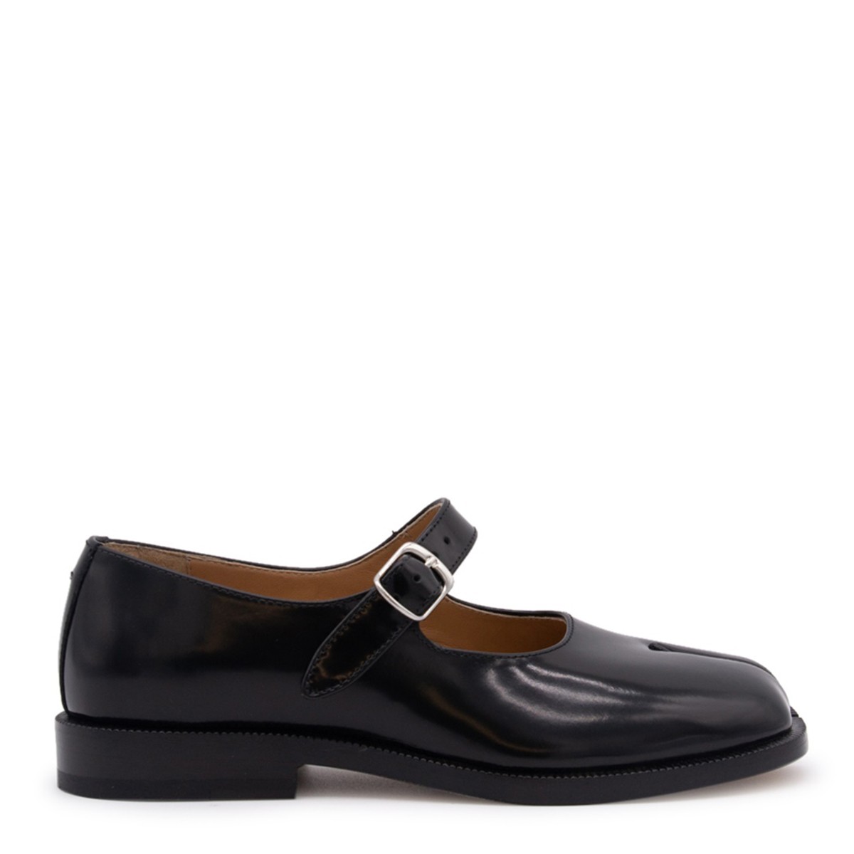 BLACK LEATHER FLATS