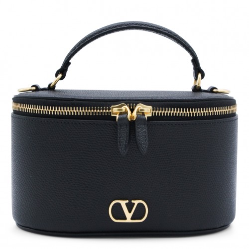 BLACK LEATHER MINI VANITY BAG