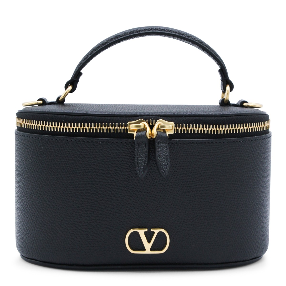 BLACK LEATHER MINI VANITY BAG