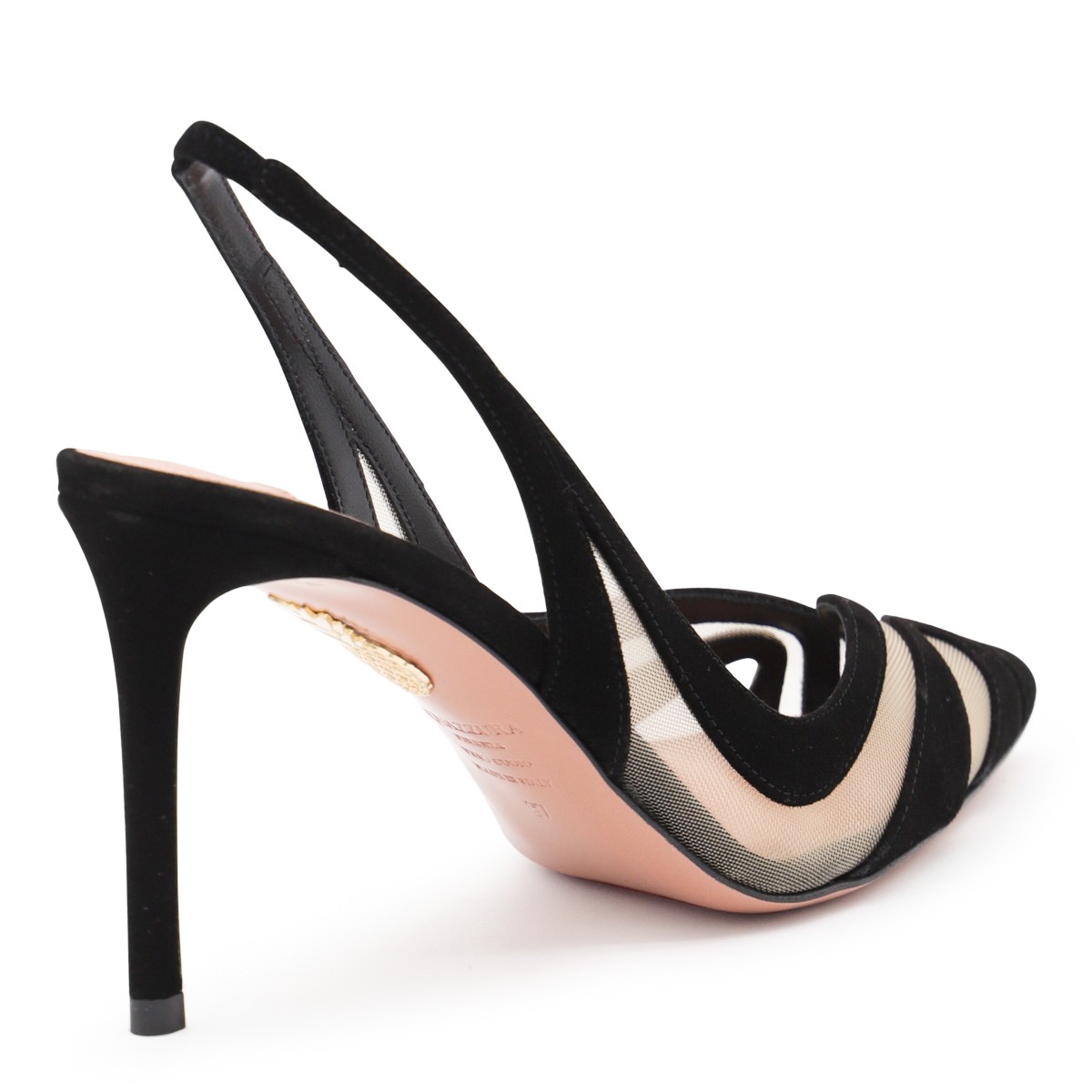 BLACK LEATHER LUNE SLING 85 PUMPS