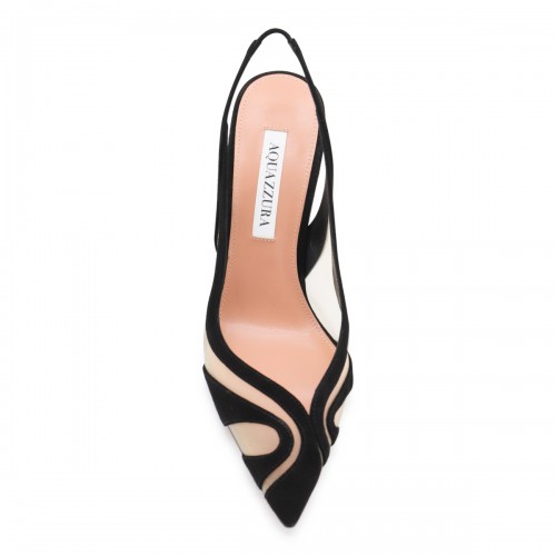 BLACK LEATHER LUNE SLING 85 PUMPS