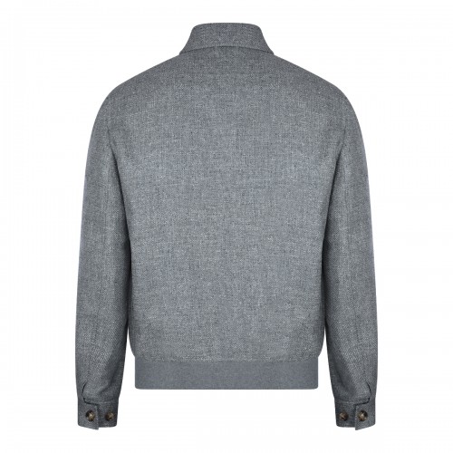 GREY SILK LINEN BLEND CASUAL JACKET
