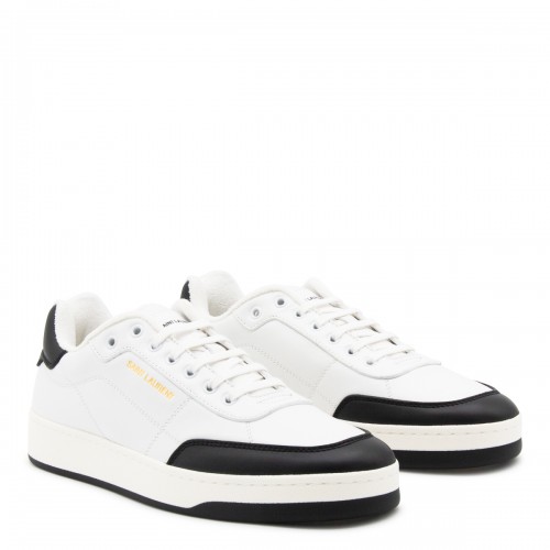 WHITE AND BLACK LEATHER SNEAKERS