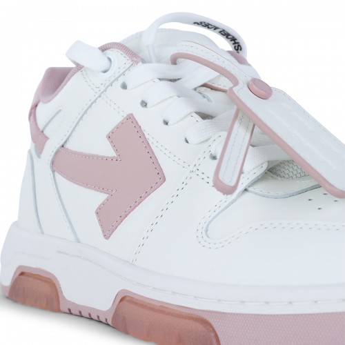 WHITE AND PINK LEATHER OUT OF OFFICE SNEAKERS