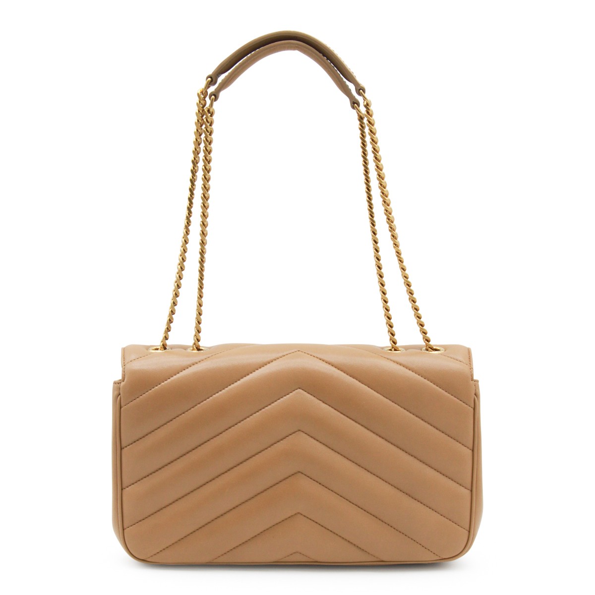BROWN LEATHER LOULOU SHOULDER BAG