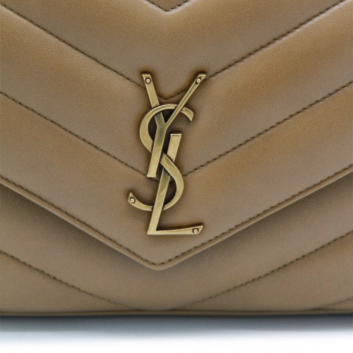 BROWN LEATHER LOULOU SHOULDER BAG