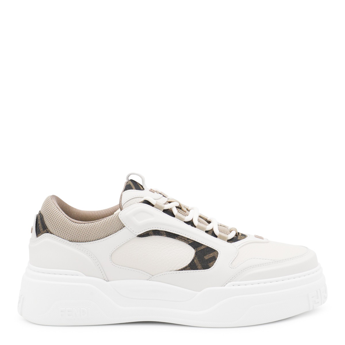 WHITE AND BEIGE LEATHER FENDI FORCE...