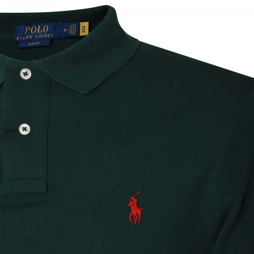DARK GREEN COTTON POLO SHIRT