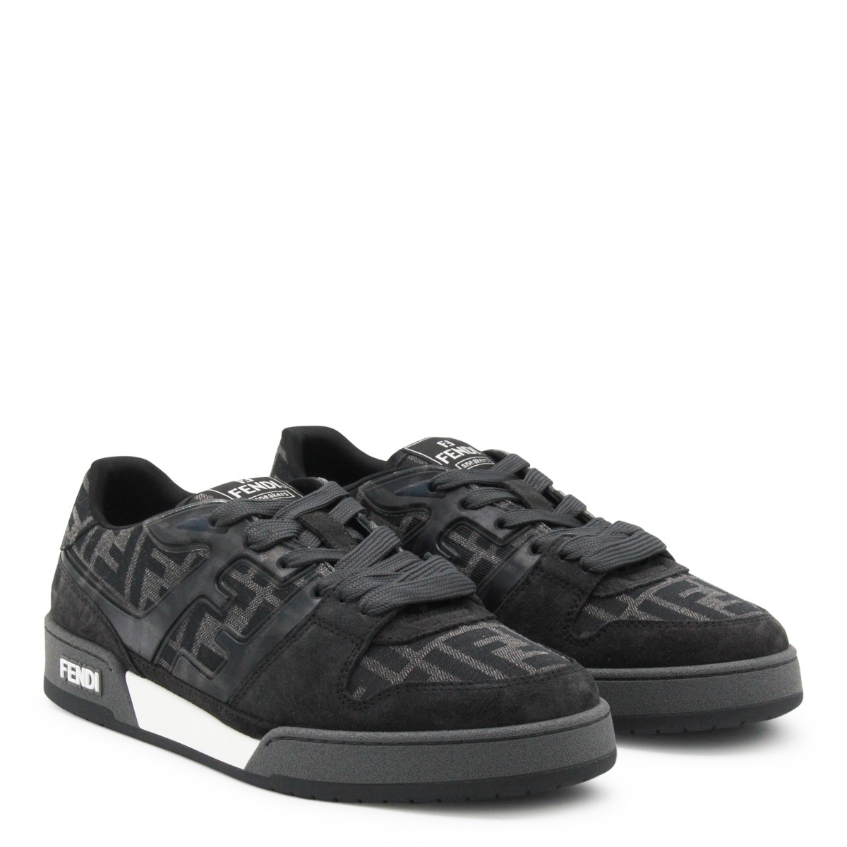 BLACK AND GREY LEATHER SNEAKERS