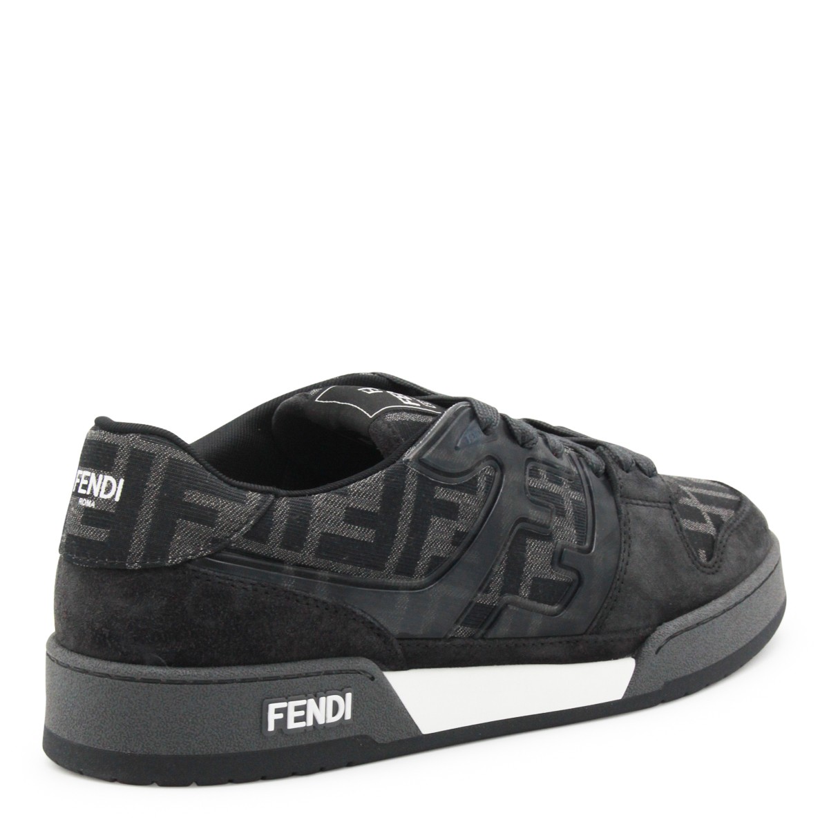 BLACK AND GREY LEATHER SNEAKERS