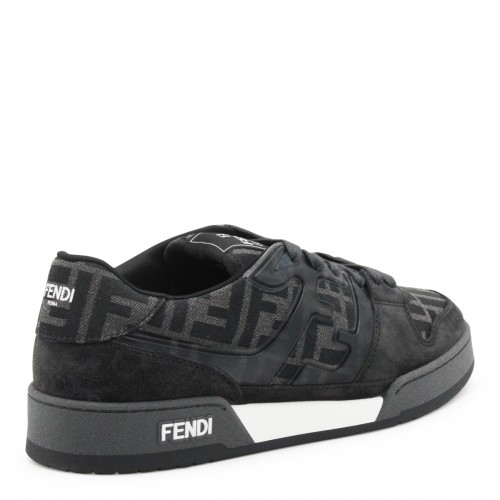 BLACK AND GREY LEATHER SNEAKERS