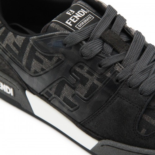 BLACK AND GREY LEATHER SNEAKERS