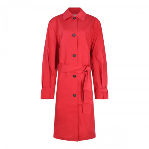 RED COTTON TRENCH COAT