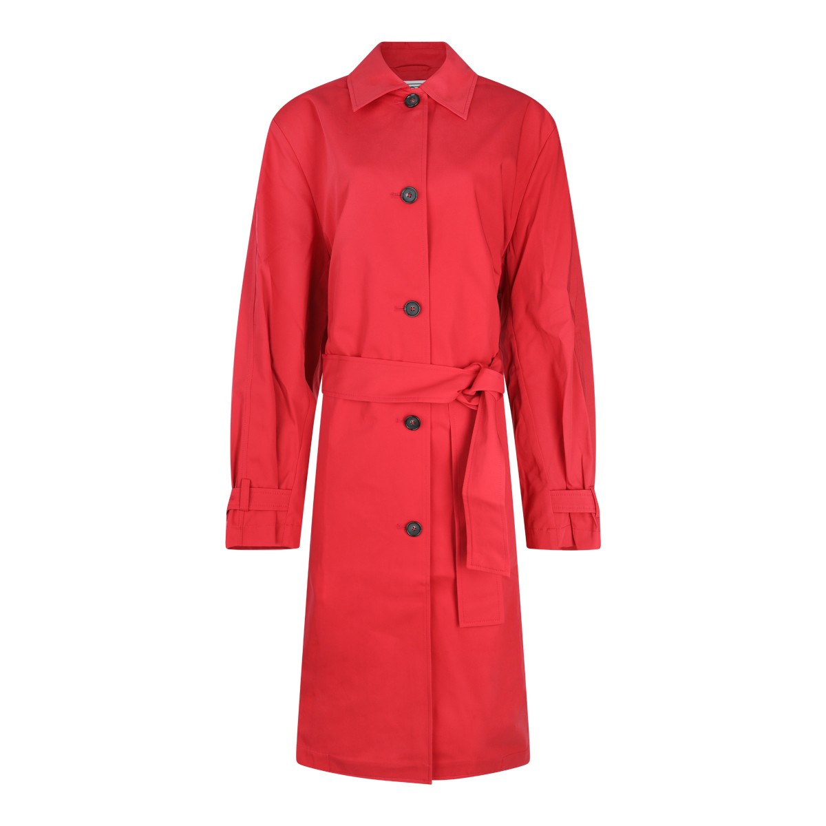 RED COTTON TRENCH COAT