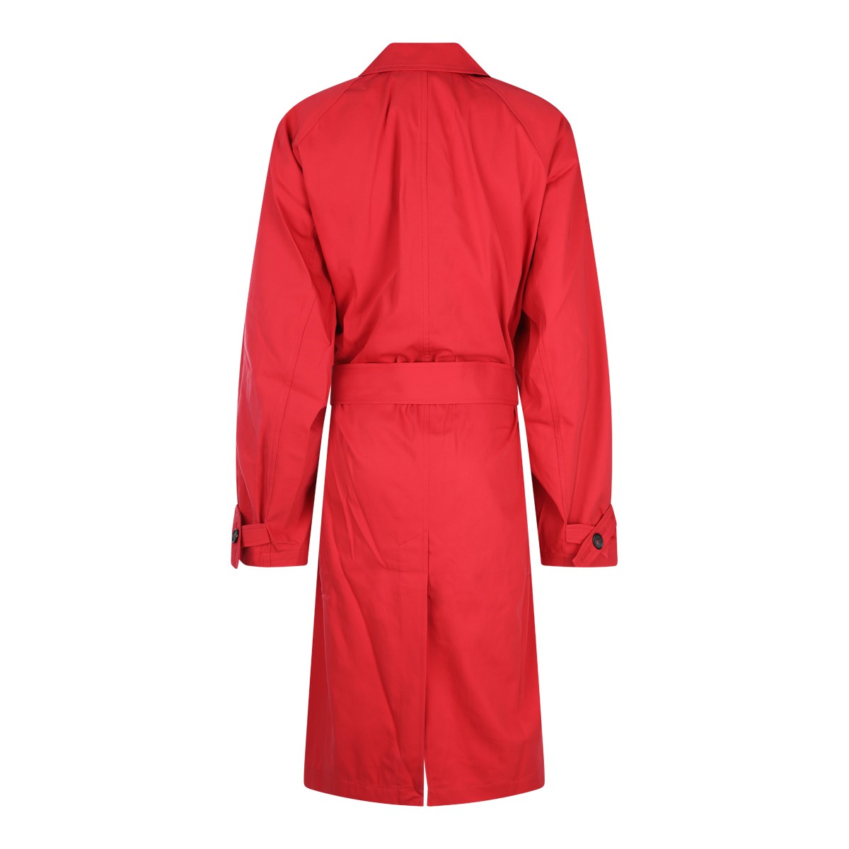 RED COTTON TRENCH COAT