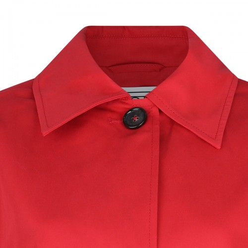 RED COTTON TRENCH COAT