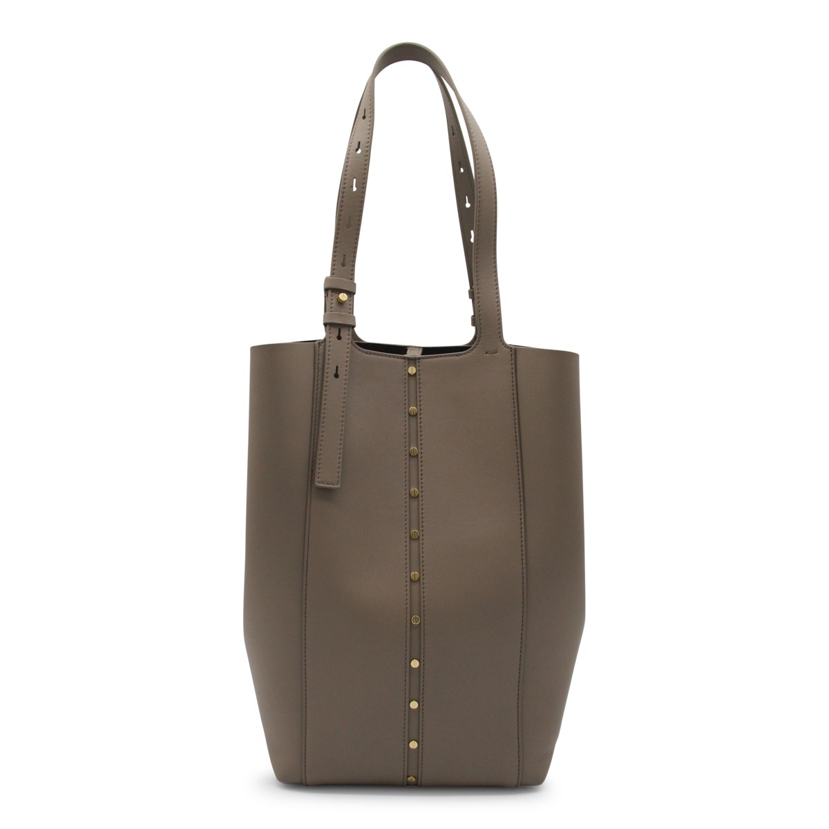 BEIGE LEATHER NORTH SOUTH TOTE