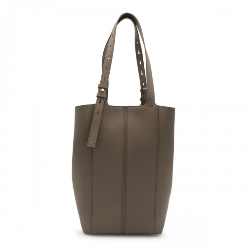 BEIGE LEATHER NORTH SOUTH TOTE