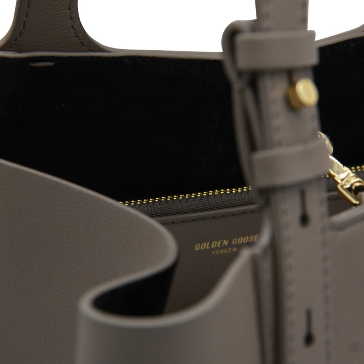 BEIGE LEATHER NORTH SOUTH TOTE