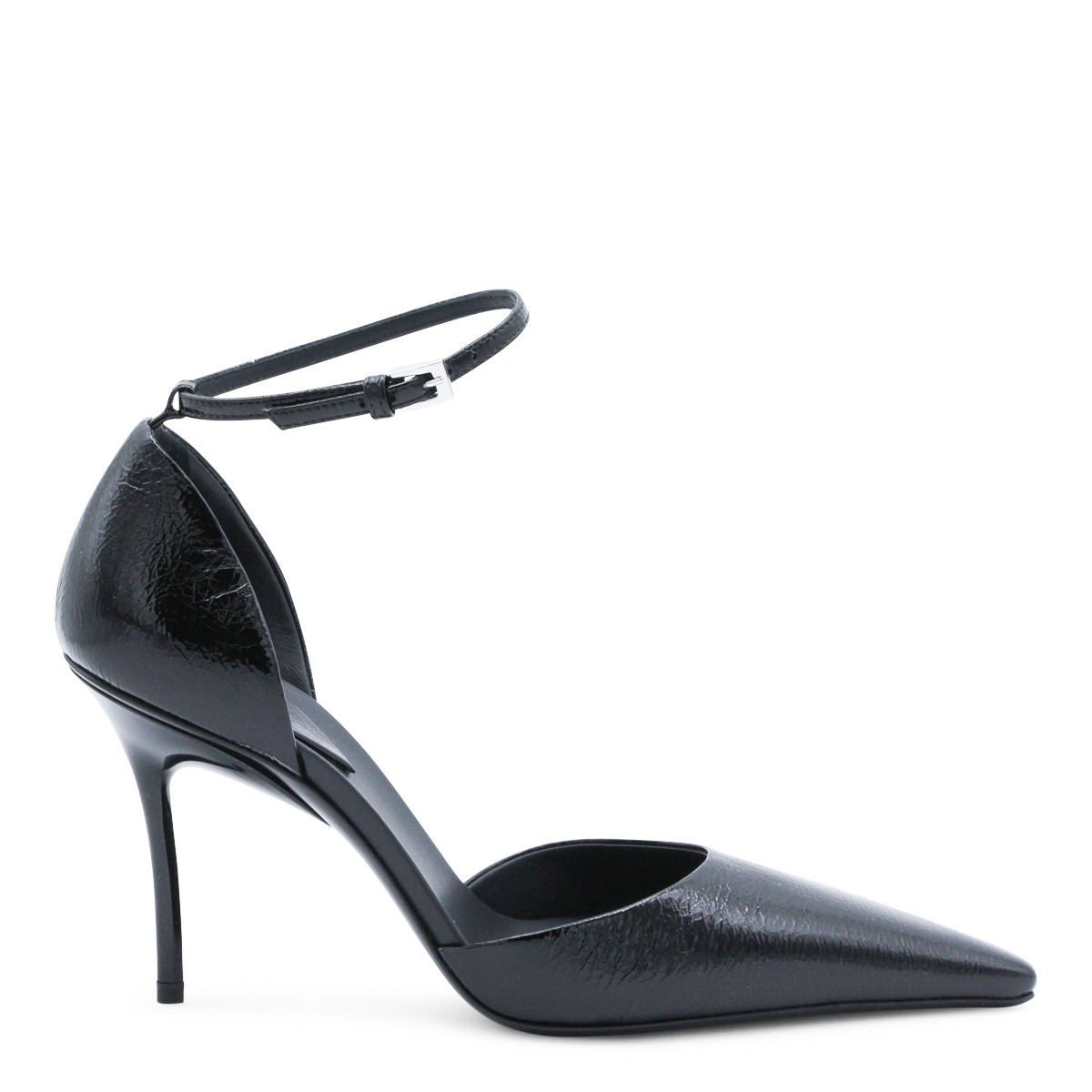 BLACK LEATHER D'ORSAY 90 PUMPS