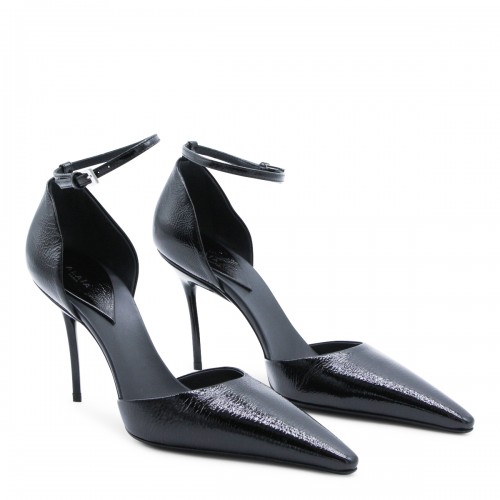 BLACK LEATHER D'ORSAY 90 PUMPS 2