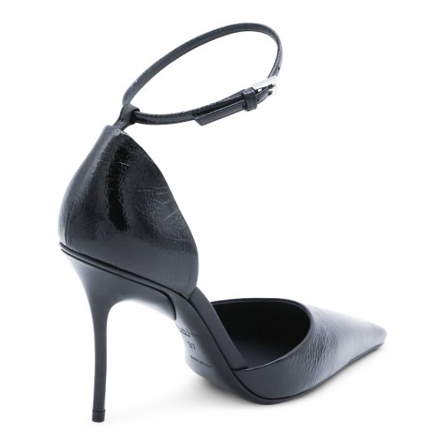 BLACK LEATHER D'ORSAY 90 PUMPS