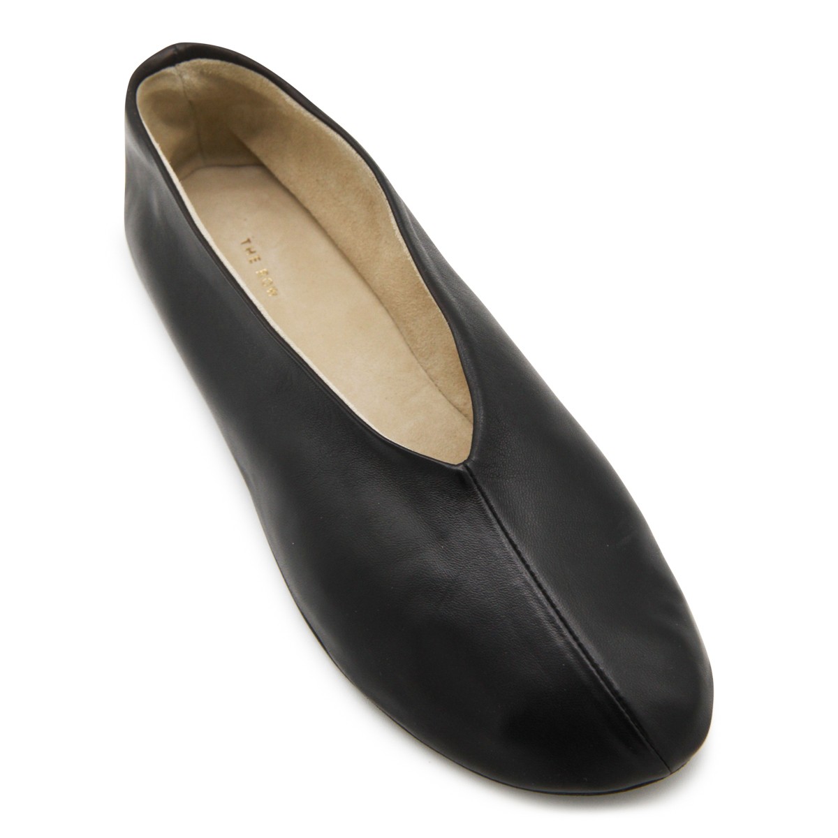 BLACK LEATHER FLATS