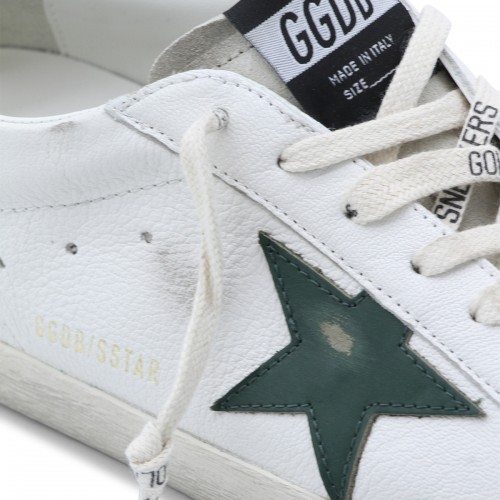 WHITE AND GREEN LEATHER SUPERSTAR SNEAKERS