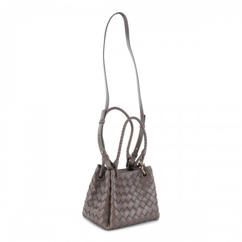 GREY LEATHER PARACHUTE SMALL SHOULDER BAG