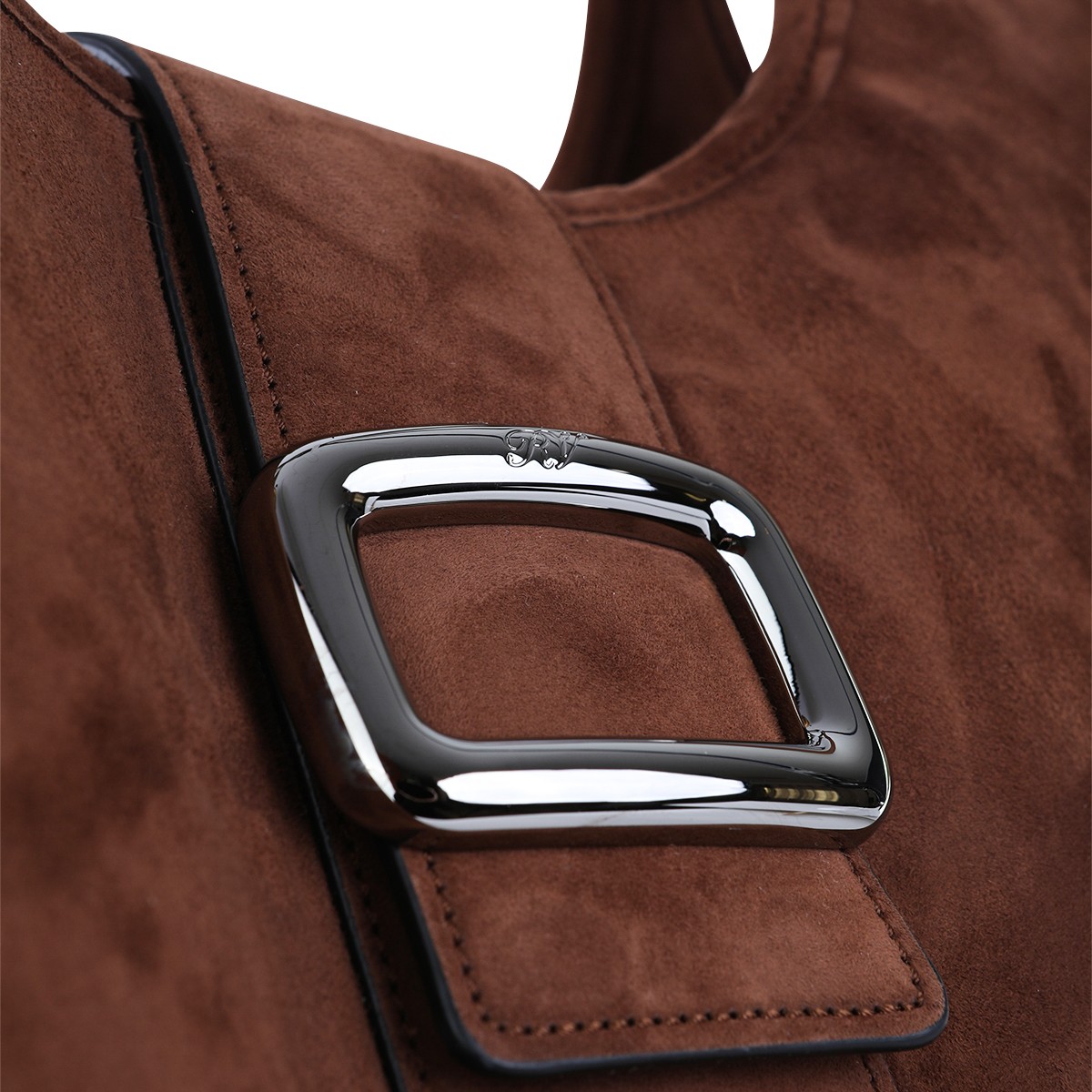 BROWN SUEDE BELLE VIVIER TOP HANDLE BAG