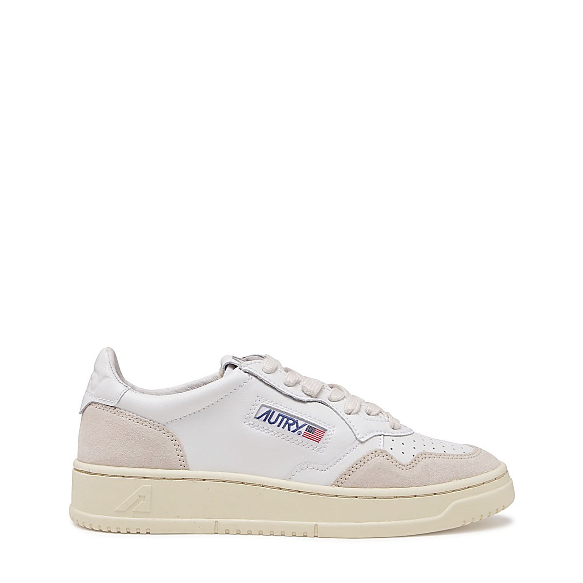 WHITE AND PINK LEATHER MEDALIST SNEAKERS
