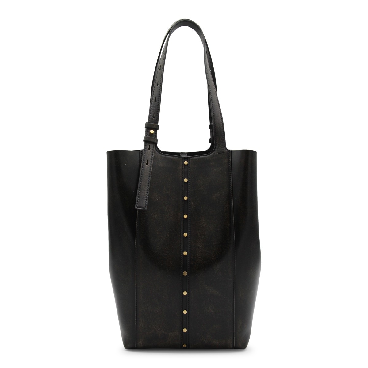 BLACK LEATHER NORTH SOUTH TOTE