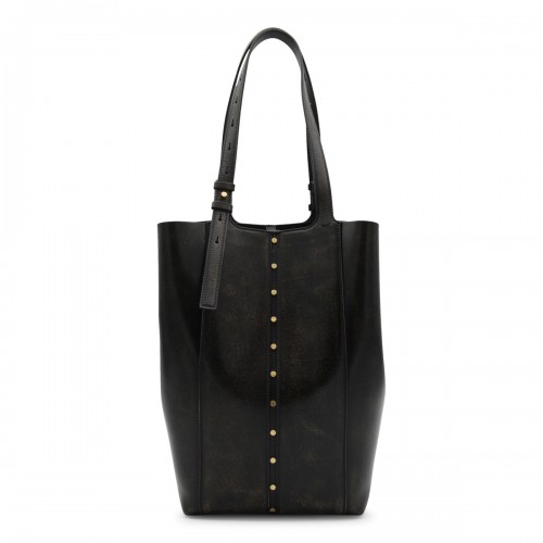 BLACK LEATHER NORTH SOUTH TOTE 2