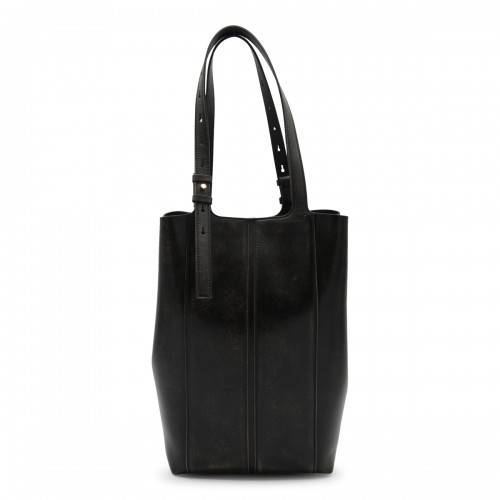 BLACK LEATHER NORTH SOUTH TOTE