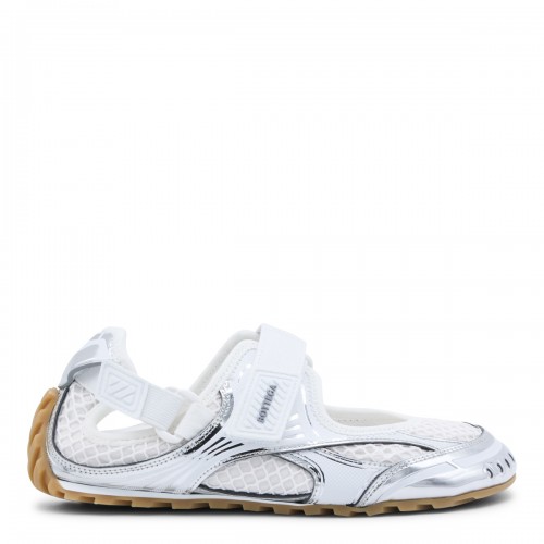 SILVER AND WHITE MARY JANE ORBIT FLASH SNEAKERS