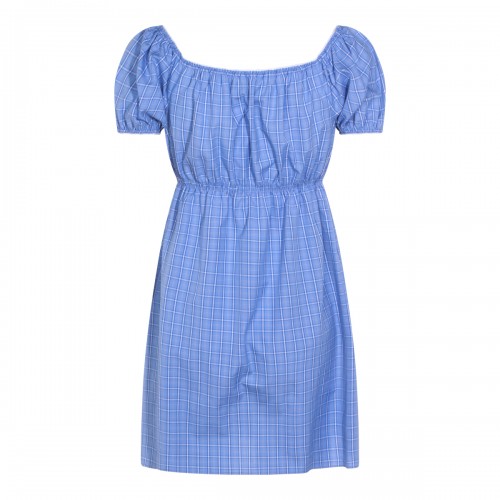LIGHT BLUE COTTON MINI DRESS