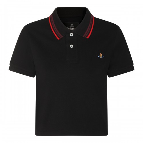 BLACK COTTON POLO SHIRT