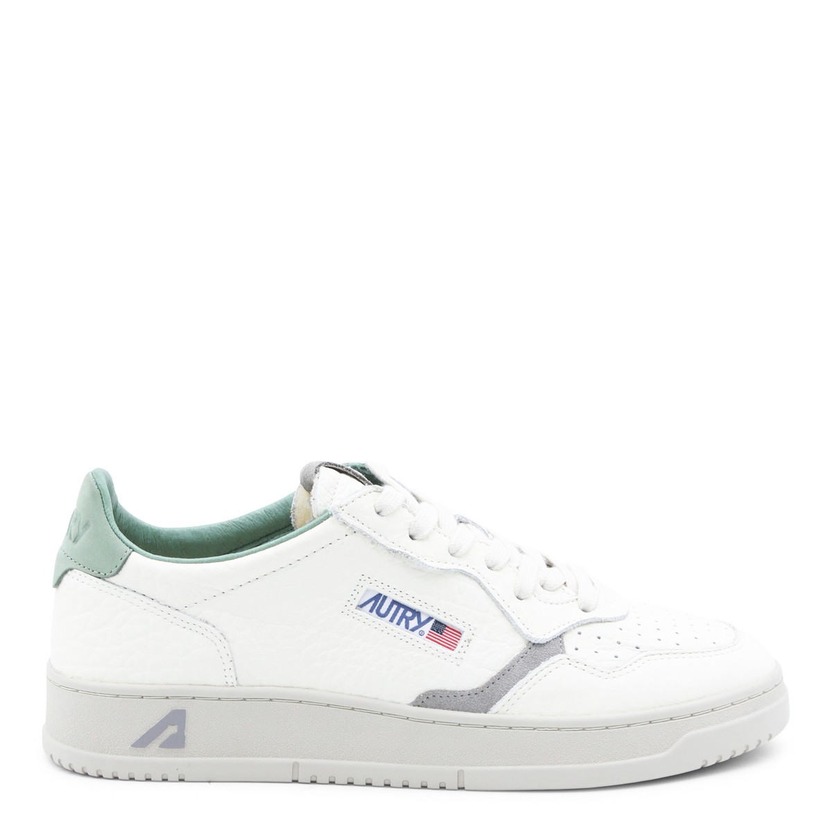 WHITE AND GREEN LEATHER MEDALIST LOW...