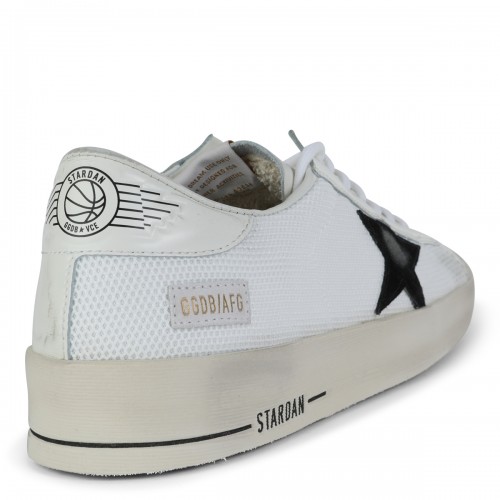 WHITE AND BLACK LEATHER STARDAN SNEAKERS