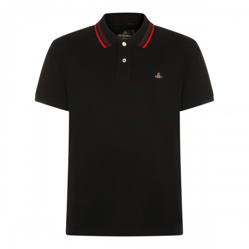 BLACK COTTON POLO SHIRT