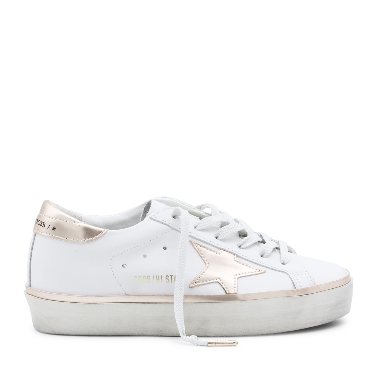 WHITE LEATHER HI-STAR SNEAKERS