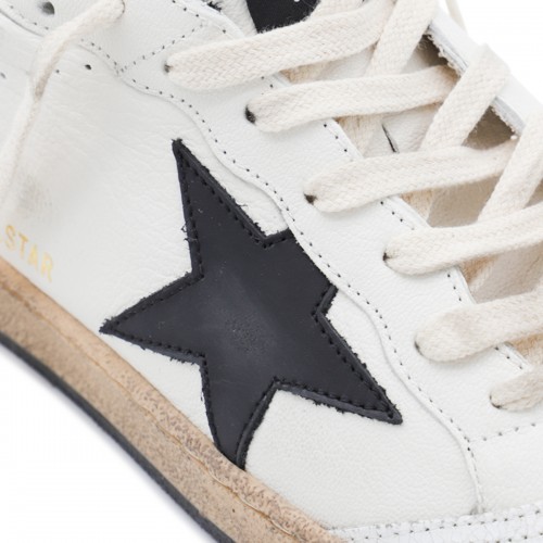 WHITE AND BLAVK LEATHER BALLSTAR SNEAKERS