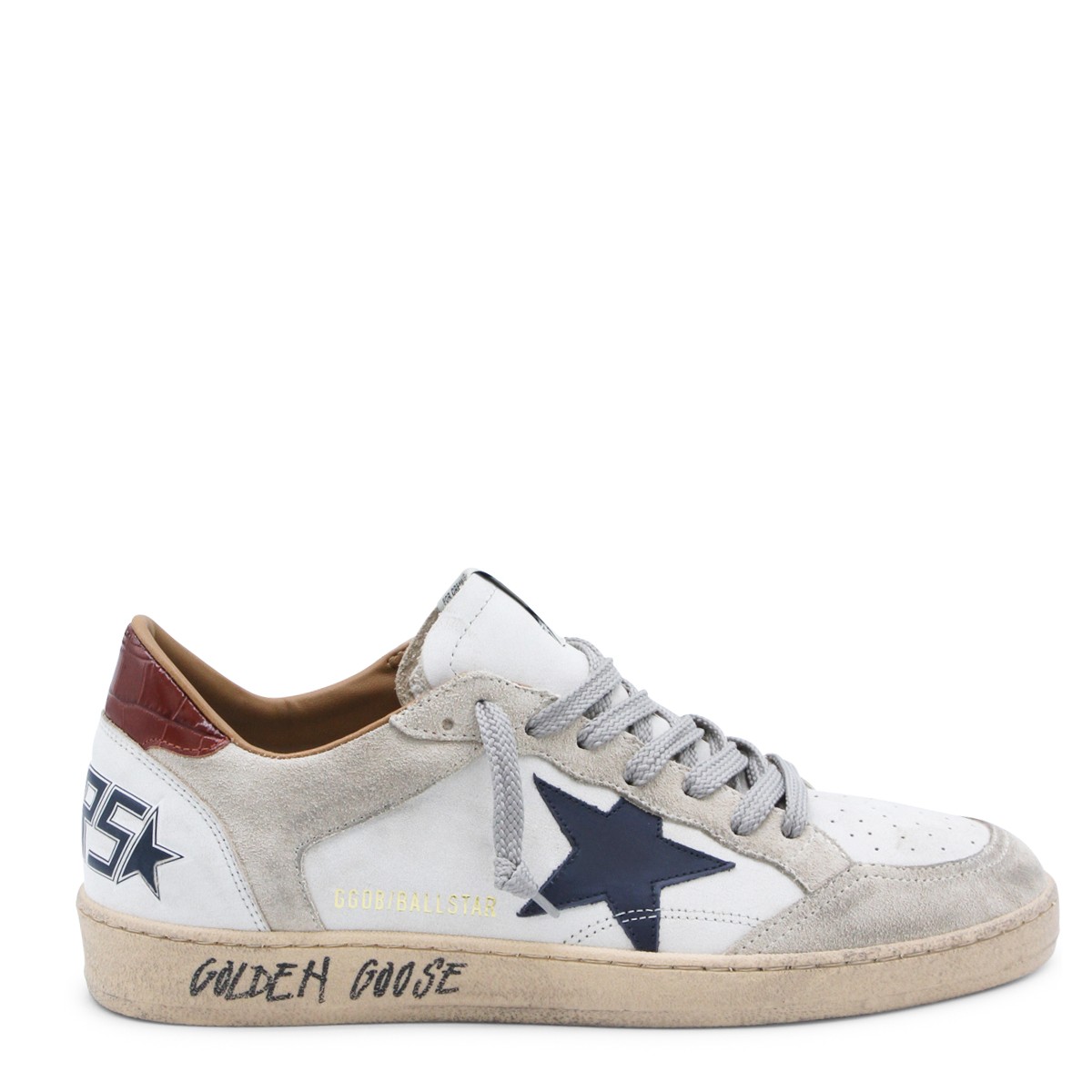 WHITE AND BEIGE LEATHER BALLSTAR...