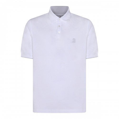 WHITE COTTON LOGO POLO SHIRT 