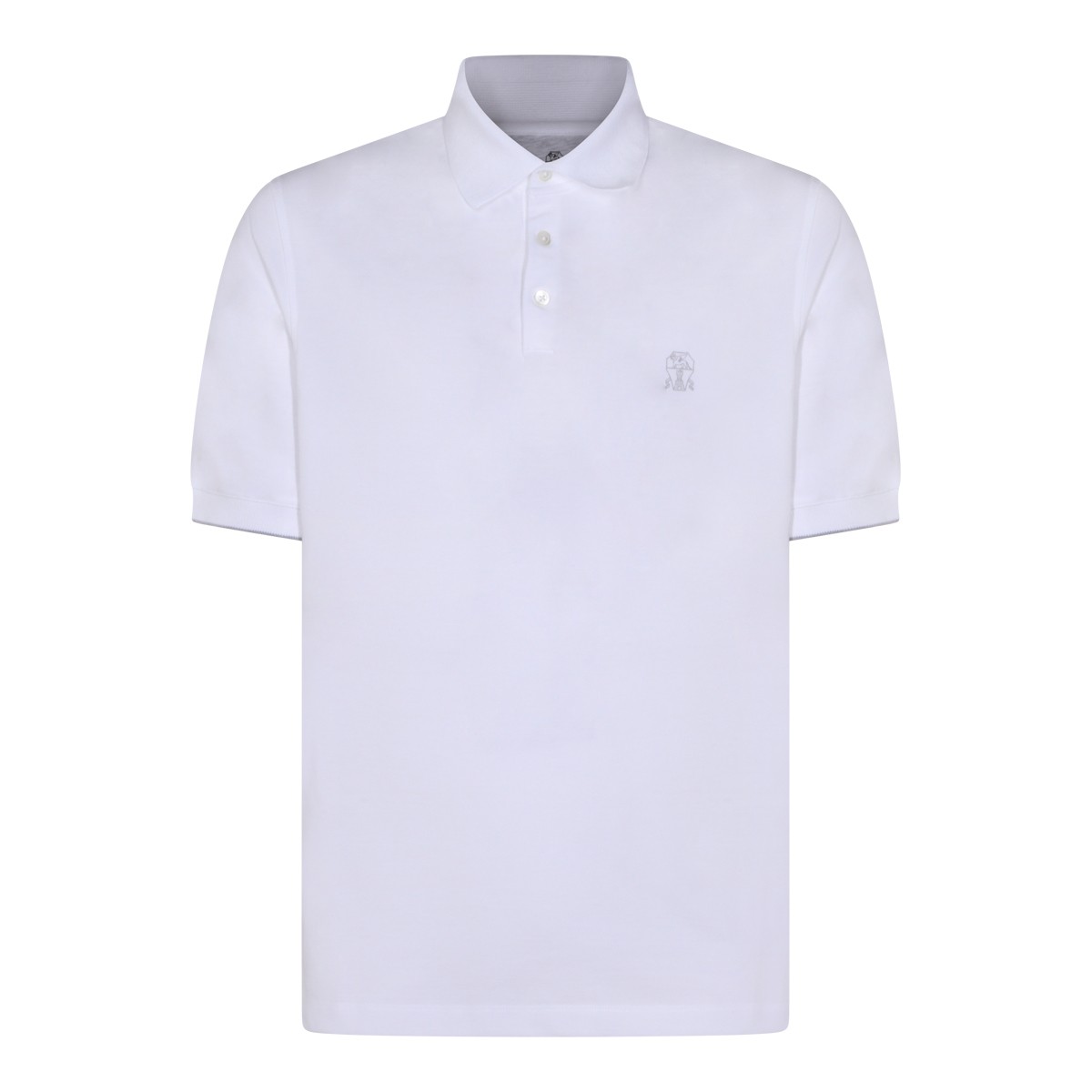 WHITE COTTON LOGO POLO SHIRT 