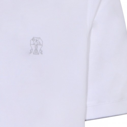 WHITE COTTON LOGO POLO SHIRT 