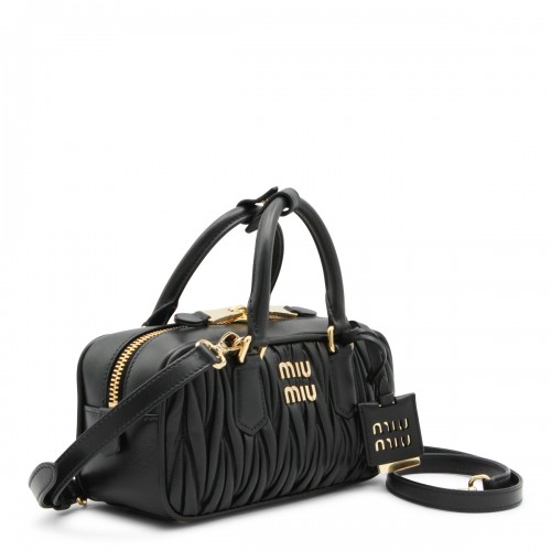 BLACK LEATHER TOP HANDLE BAG 2