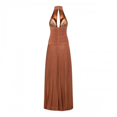 BROWN LAME JERSEY DRESS 2