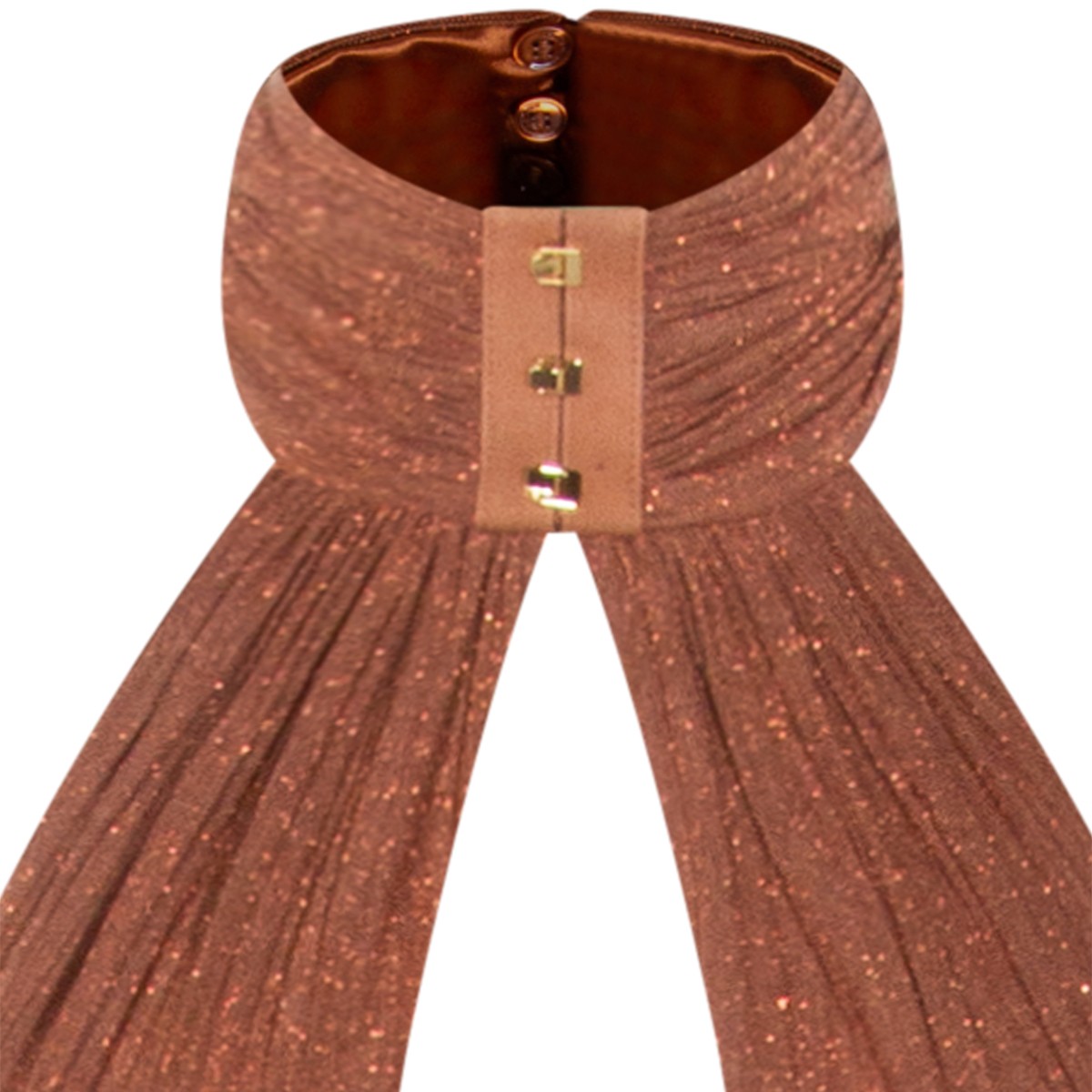 BROWN LAME JERSEY DRESS